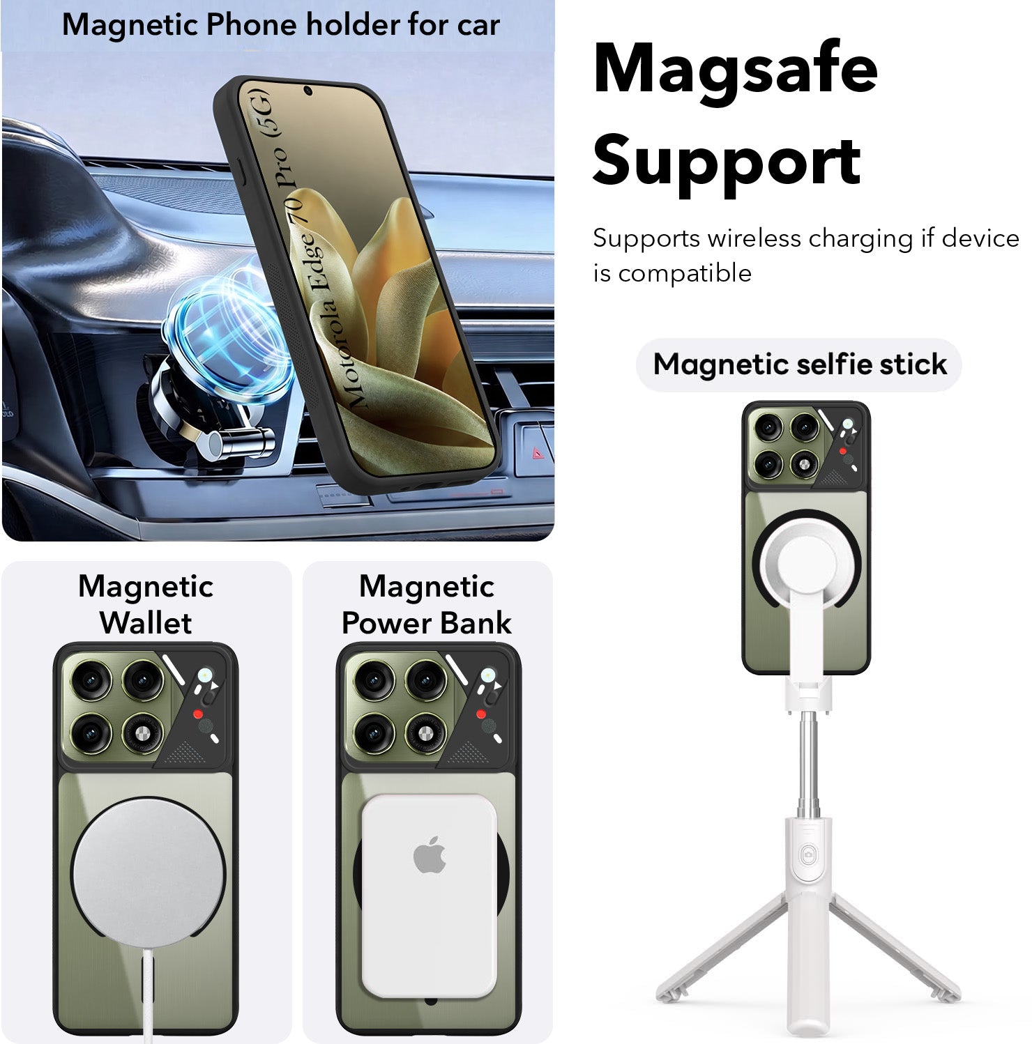 For Motorola Moto Edge 70 Pro Back Cover Case Lifetime Anti-Yellow Clear (Camera Protection | Side Grip | Wireless MagSafe Compatible)