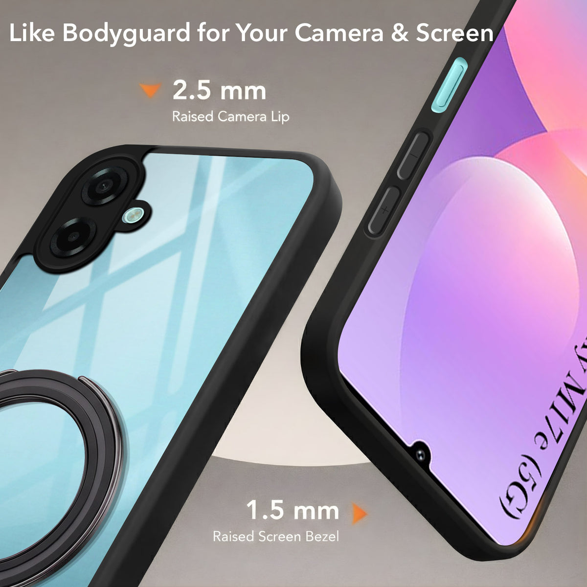 For Samsung Galaxy M17e Back Cover Case (Kick Stand Ring Holder | Life time Anti Yellow | Camera Protection)