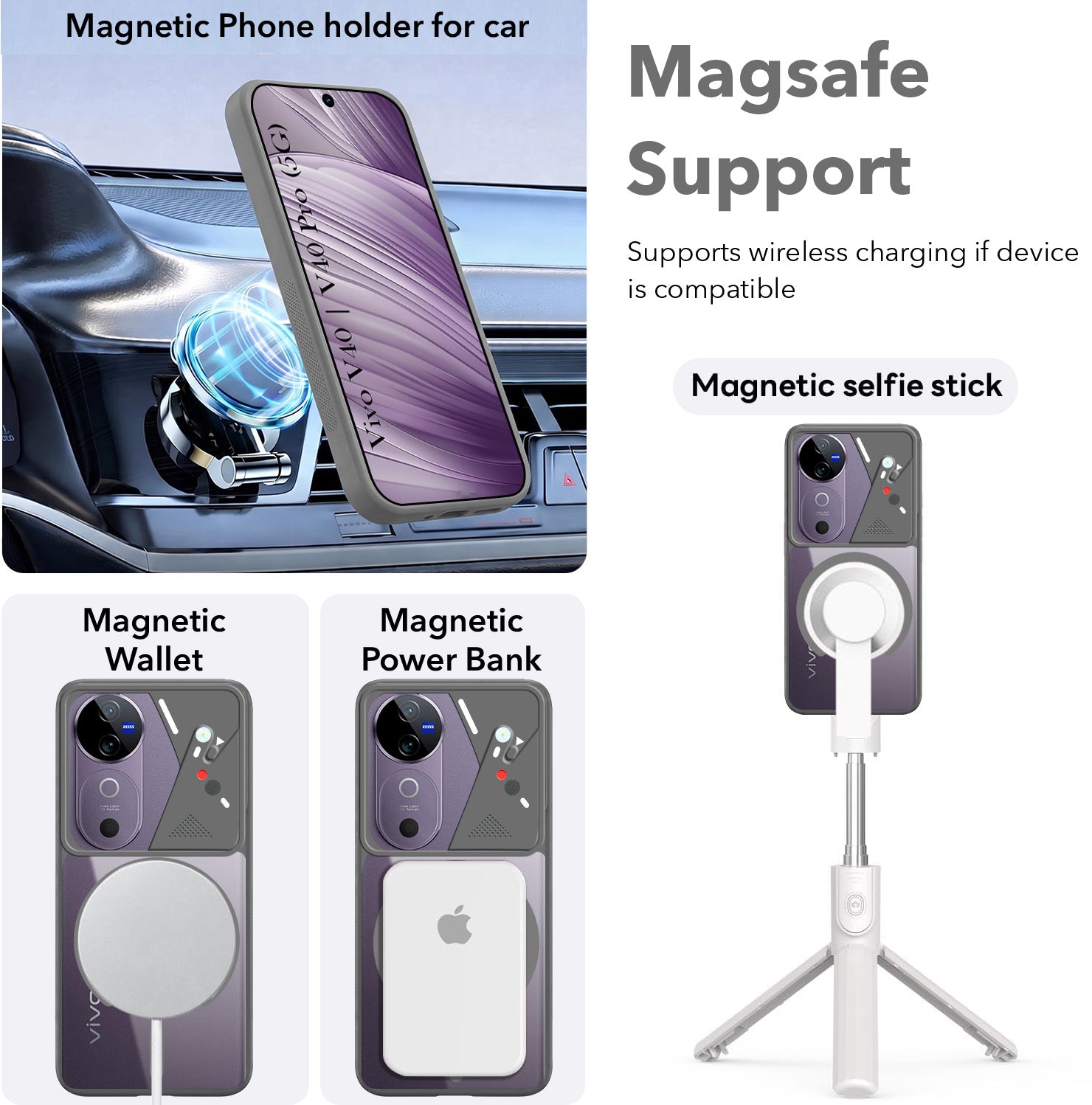 For Vivo V40 | Vivo V40 Pro Back Cover Case Lifetime Anti-Yellow Clear (Camera Protection | Side Grip | Wireless MagSafe Compatible)