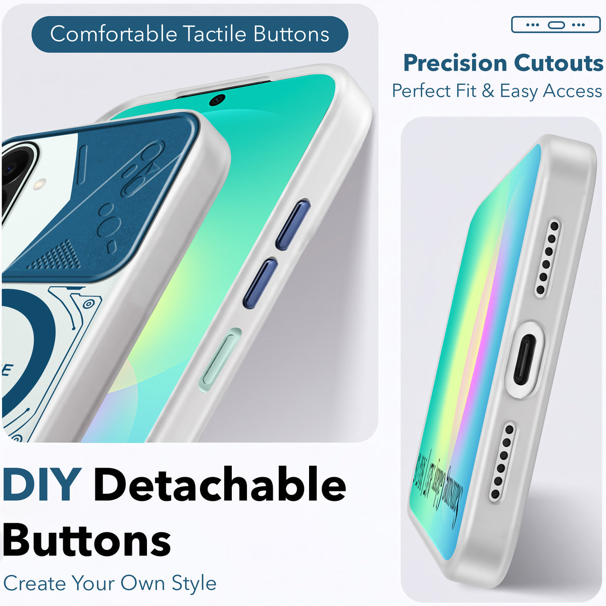 For Samsung Galaxy A27 5G | Galaxy M47 5G Metallic Back Cover Case (Metallic Camera Protection & Buttons | Translucent Milky Shade | Hard Polycarbonate)