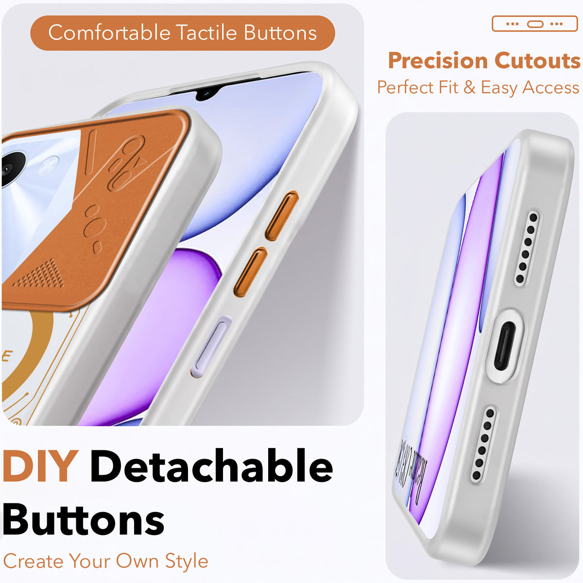 For Realme C83 5G Metallic Back Cover Case (Metallic Camera Protection & Buttons | Translucent Milky Shade | Hard Polycarbonate)