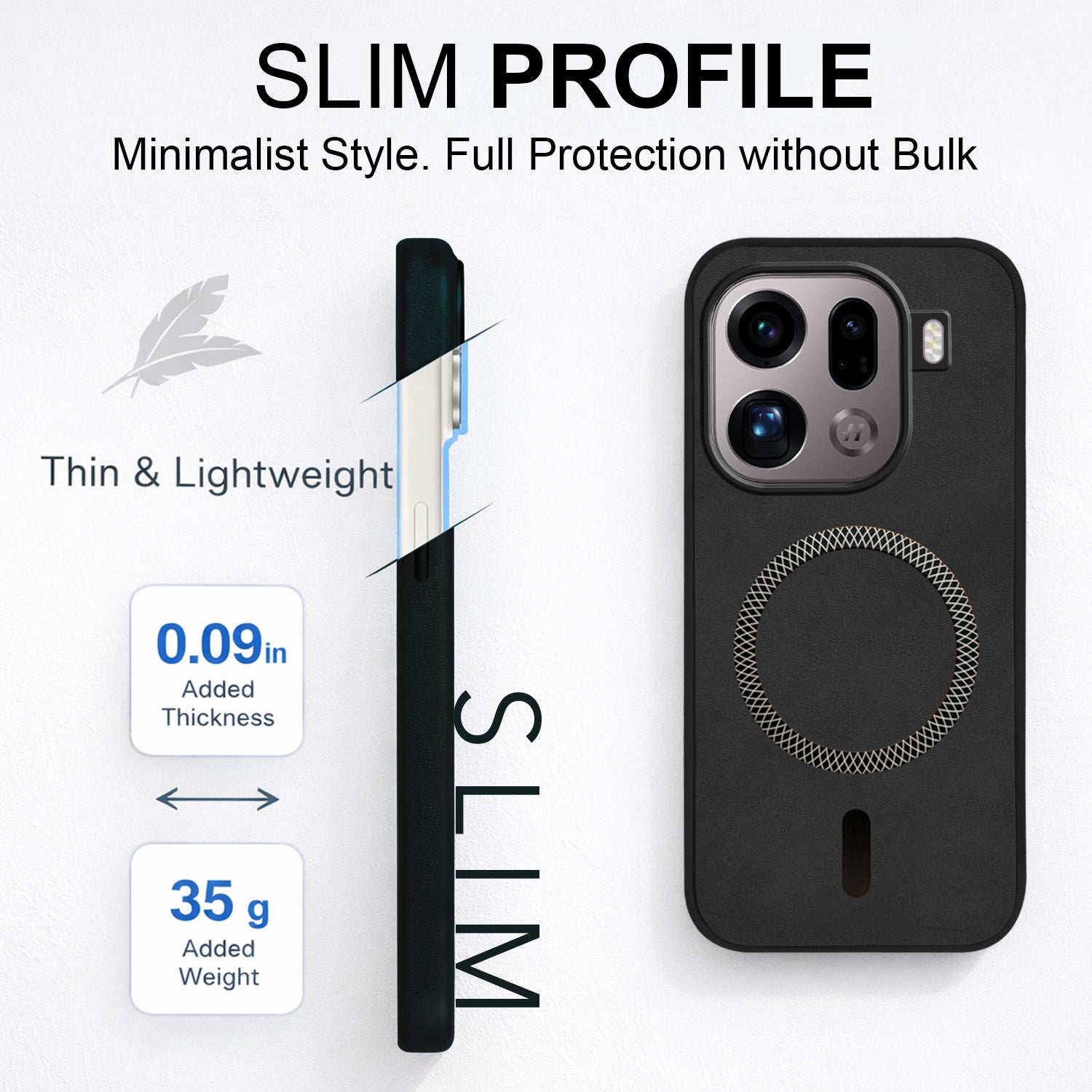For Oppo Find X9 Pro Back Cover Case Leather Finish (MagSafe Compatible Wireless Charging | Soft Touch | Camera Bump Protection)
