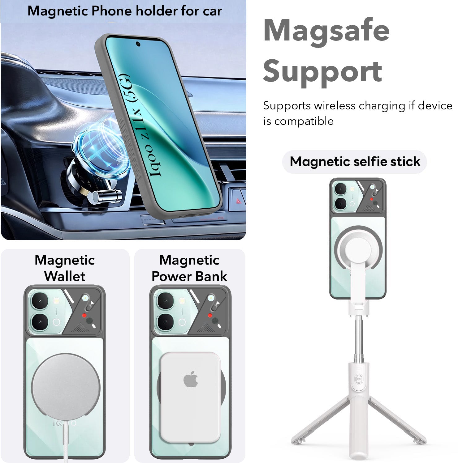 For Vivo iQOO Z11x 5G Back Cover Case Lifetime Anti-Yellow Clear (Camera Protection | Side Grip | Wireless MagSafe Compatible)