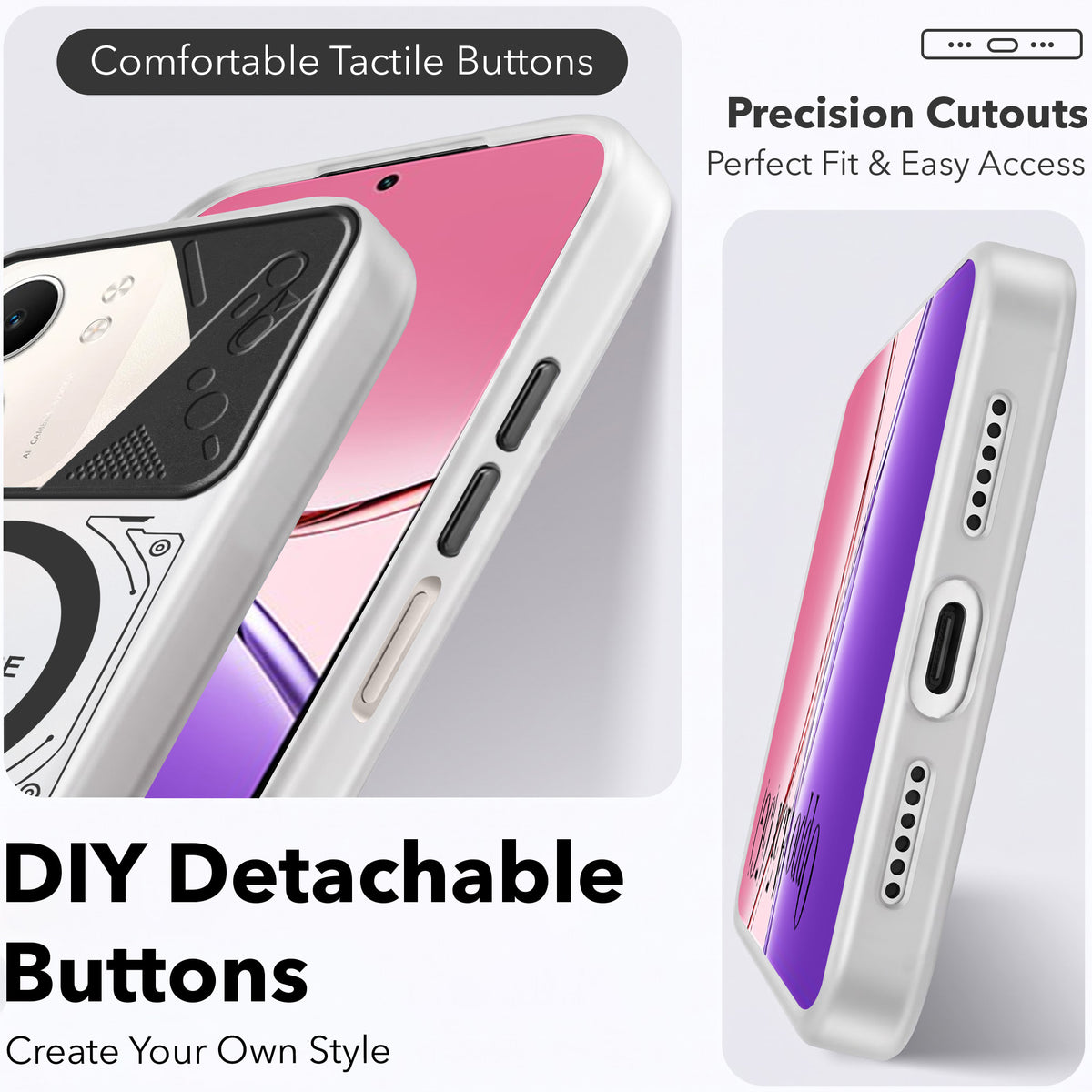 For Oppo A5X Metallic Back Cover Case (Metallic Camera Protection & Buttons | Translucent Milky Shade | Hard Polycarbonate)