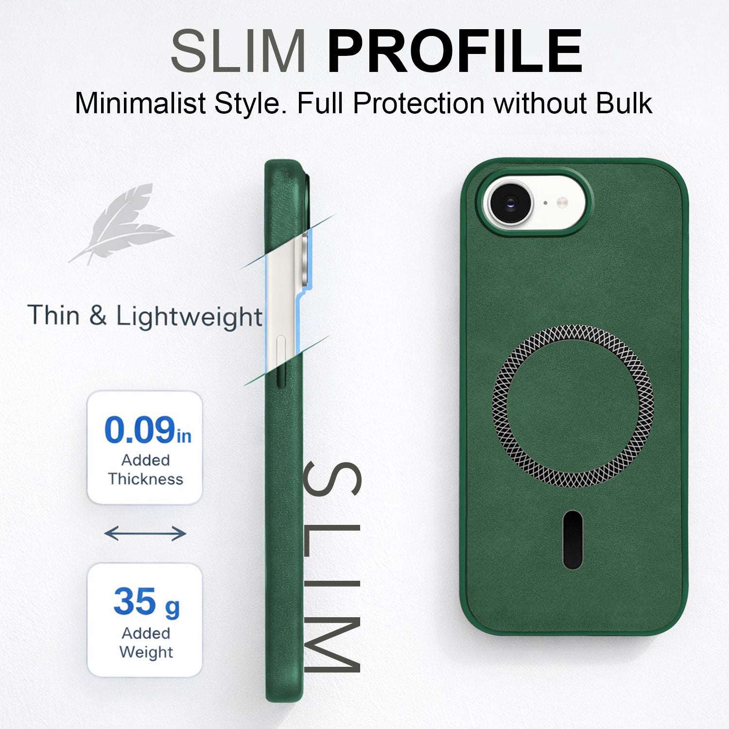 For Apple iPhone 16e | Apple iPhone 17e Back Cover Case Leather Finish (MagSafe Compatible Wireless Charging | Soft Touch | Camera Bump Protection)