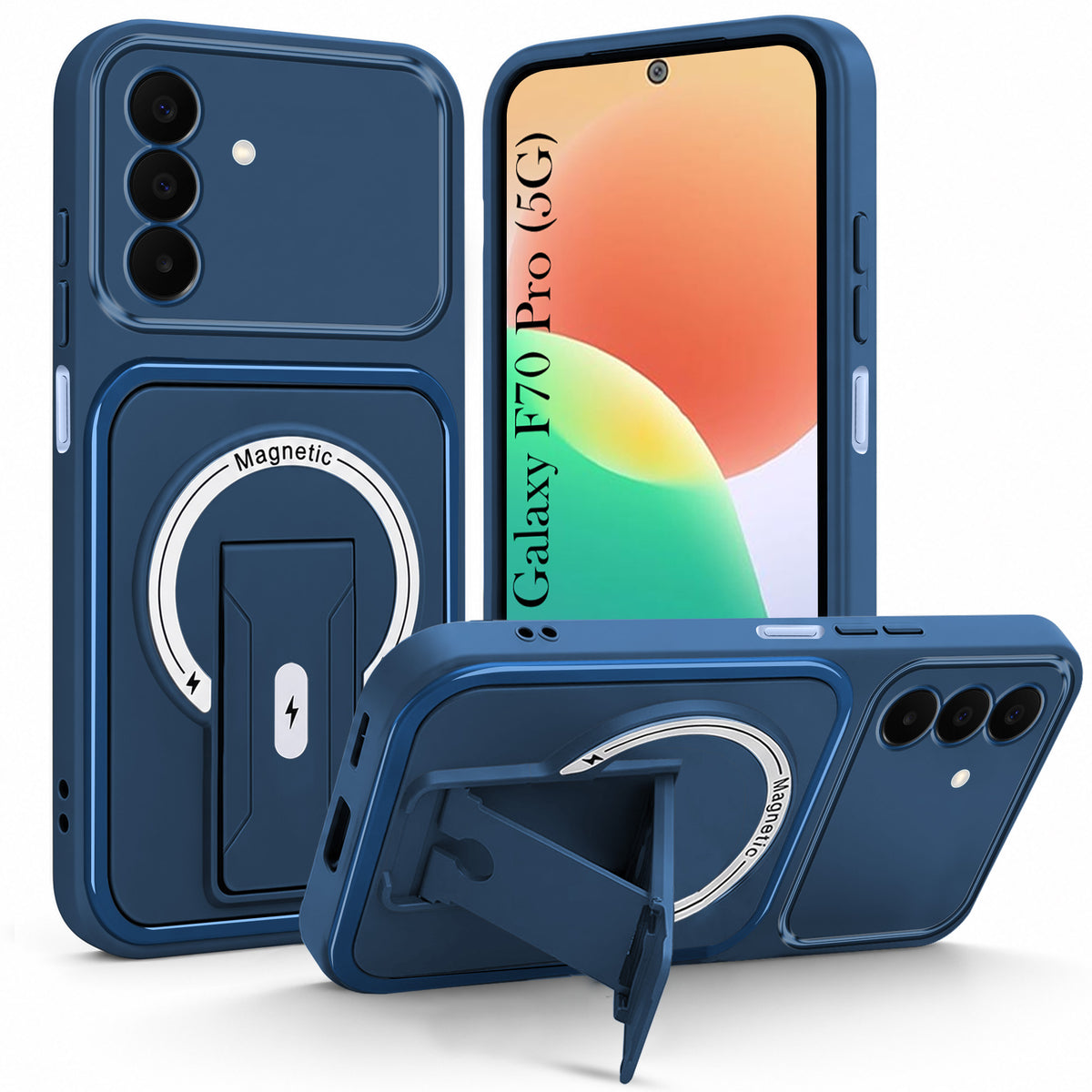 For Samsung Galaxy F70 Pro 5G Back Case Cover Metallic (Hybrid Armor Kickstand | MagSafe Compatible | Camera Protection Shockproof)