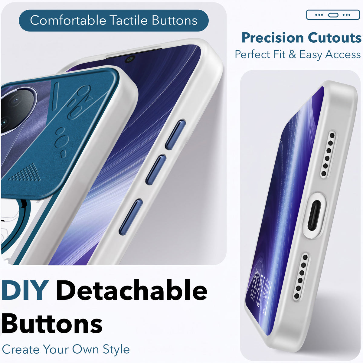 For Vivo T4R Metallic Back Cover Case (Metallic Camera Protection & Buttons | Translucent Milky Shade | Hard Polycarbonate)