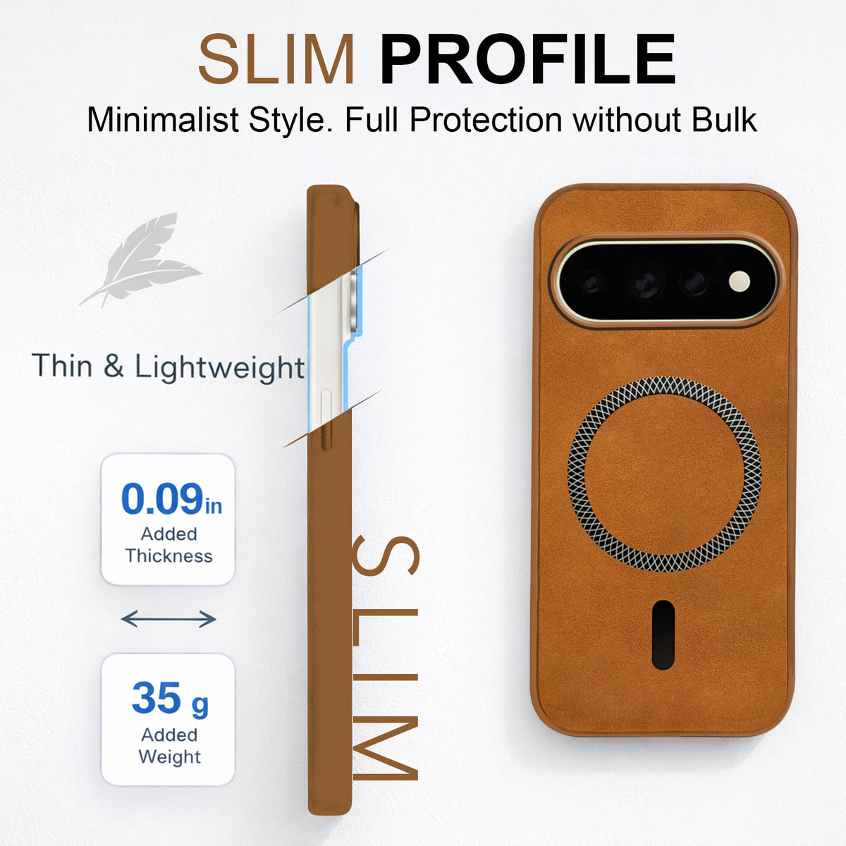 For Google Pixel 11 Pro Back Cover Case Leather Finish (MagSafe Compatible Wireless Charging | Soft Touch | Camera Bump Protection)