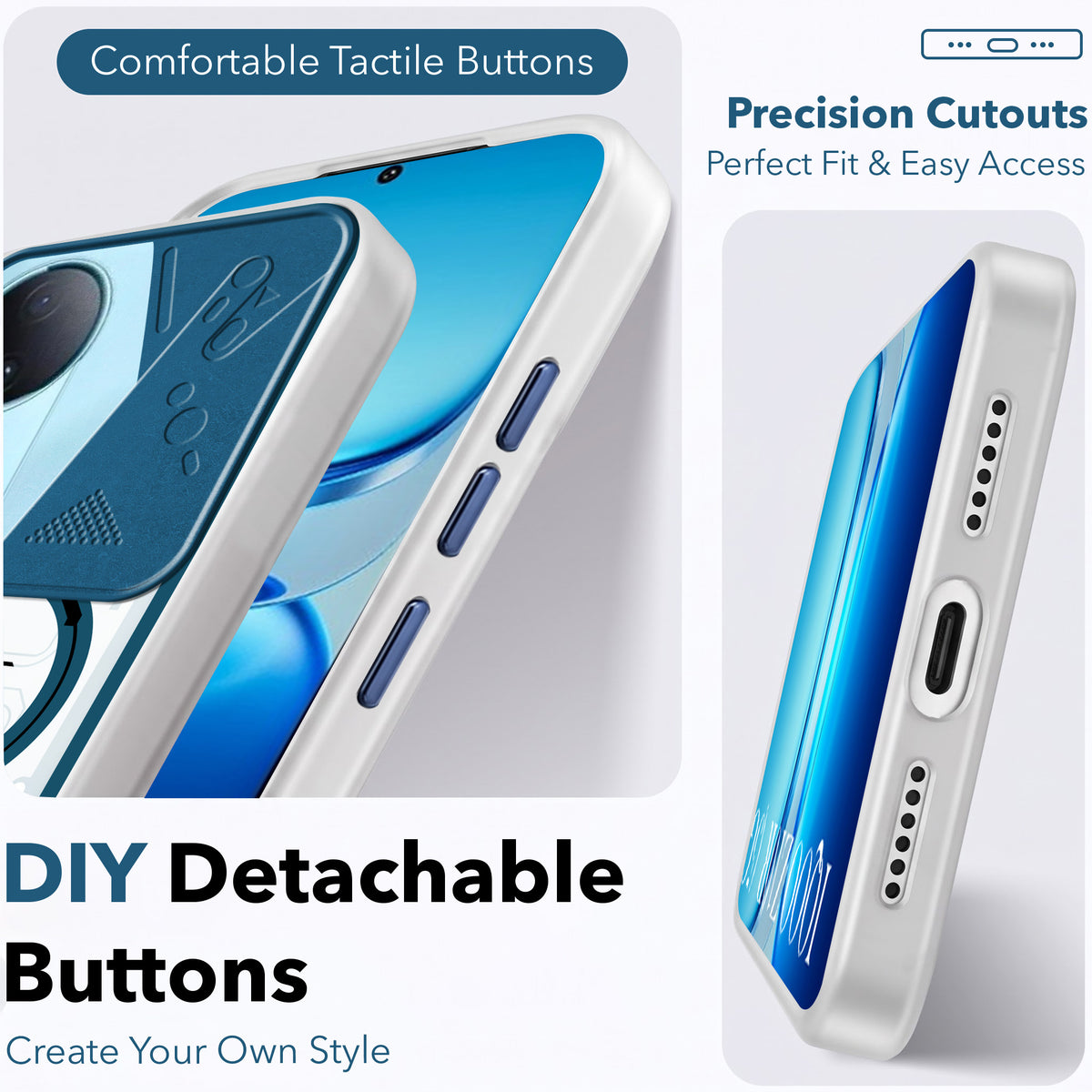 For Vivo iQOO Z10R Metallic Back Cover Case (Metallic Camera Protection & Buttons | Translucent Milky Shade | Hard Polycarbonate)