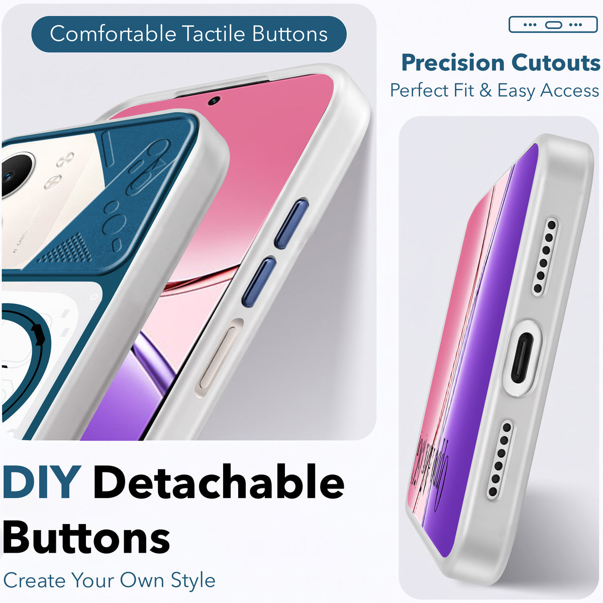 For Oppo A5X Metallic Back Cover Case (Metallic Camera Protection & Buttons | Translucent Milky Shade | Hard Polycarbonate)