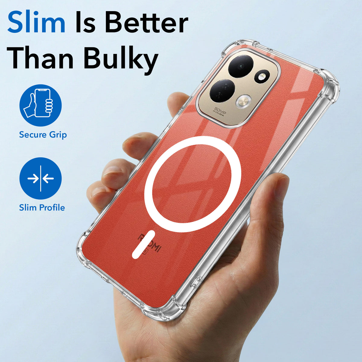 For Redmi 17 5G Back Cover Shockproof Crystal-Clear (Magsafe Wireless Support | Drop & Camera Protection | Hard Polycarbonate)