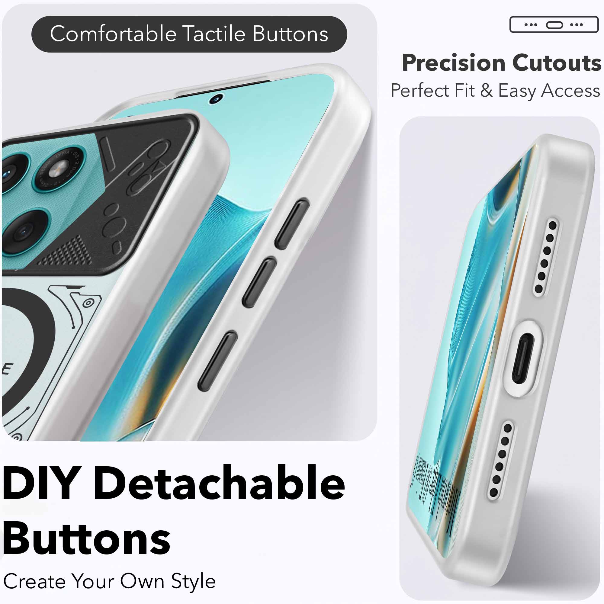 For Motorola Moto Edge 60 Fusion Metallic Back Cover Case (Metallic Camera Protection & Buttons | Translucent Milky Shade | Hard Polycarbonate)