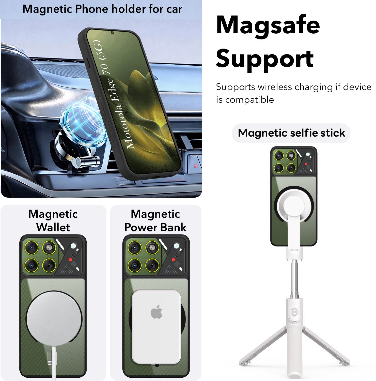 For Motorola Moto Edge 70 Back Cover Case Lifetime Anti-Yellow Clear (Camera Protection | Side Grip | Wireless MagSafe Compatible)