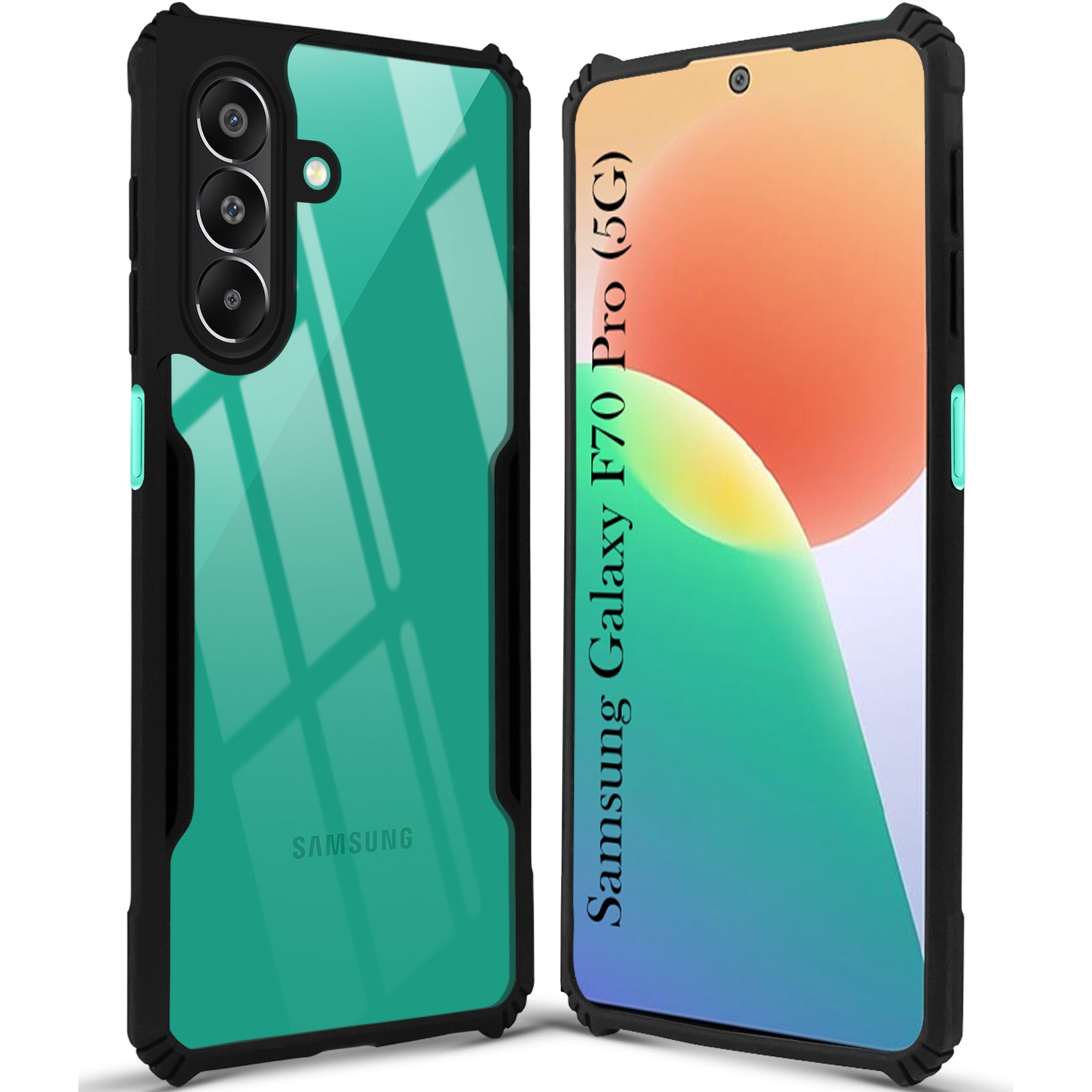 For Samsung Galaxy F70 Pro 5G Back Cover Case Hybrid (Shockproof with Polycarbonate Clear Panel | Professional Black)