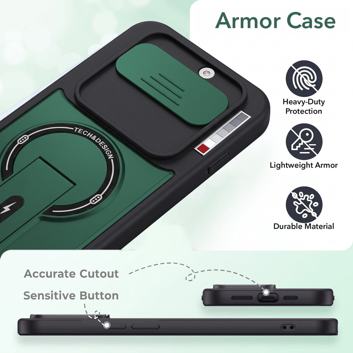 For Nothing Phone 4A 5G Back Case Cover Metallic (Hybrid Armor Kickstand | Sliding Shutter Camera Protection | MagSafe Compatible)