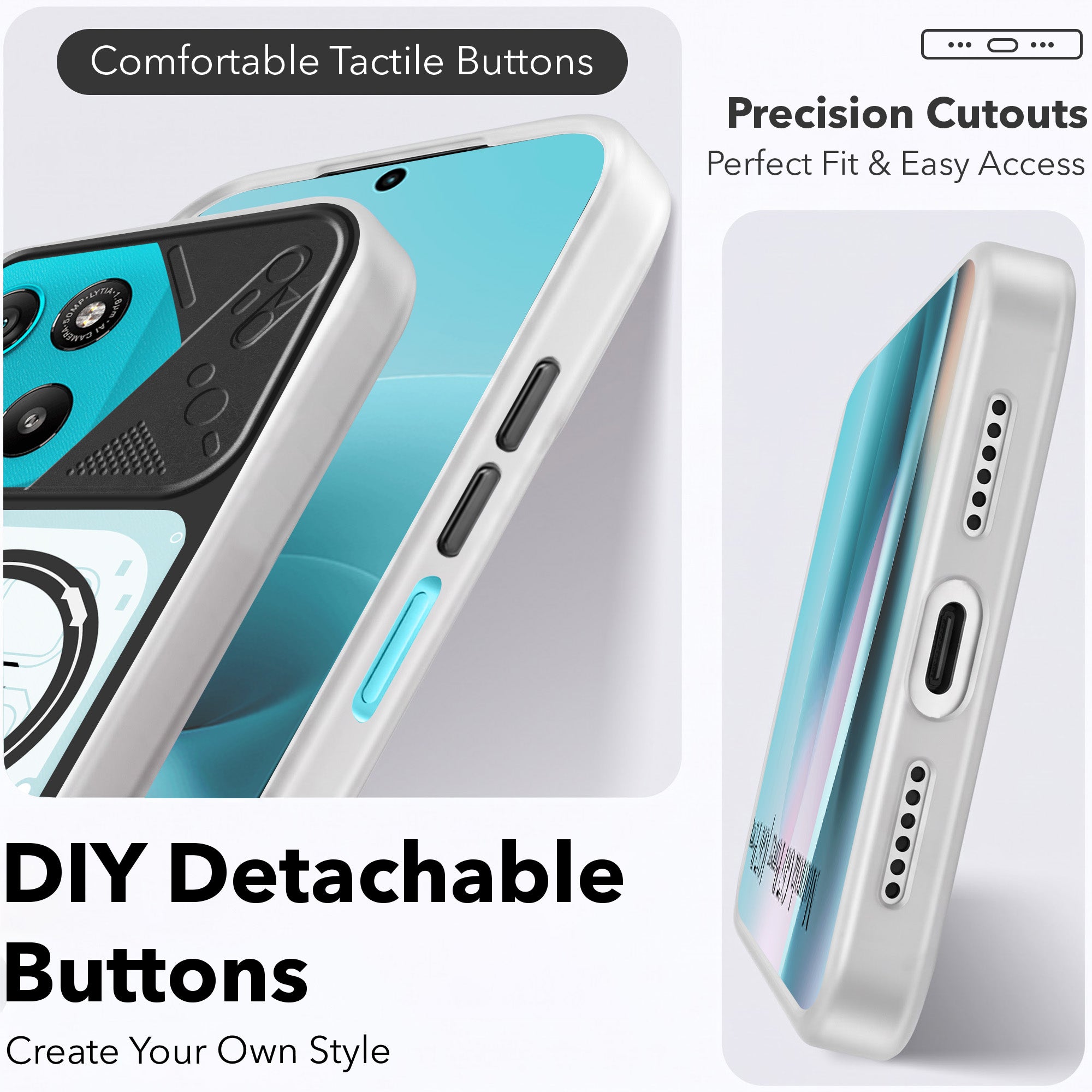 For Motorola Moto G67 Power | G57 Power Metallic Back Cover Case (Metallic Camera Protection & Buttons | Translucent Milky Shade | Hard Polycarbonate)