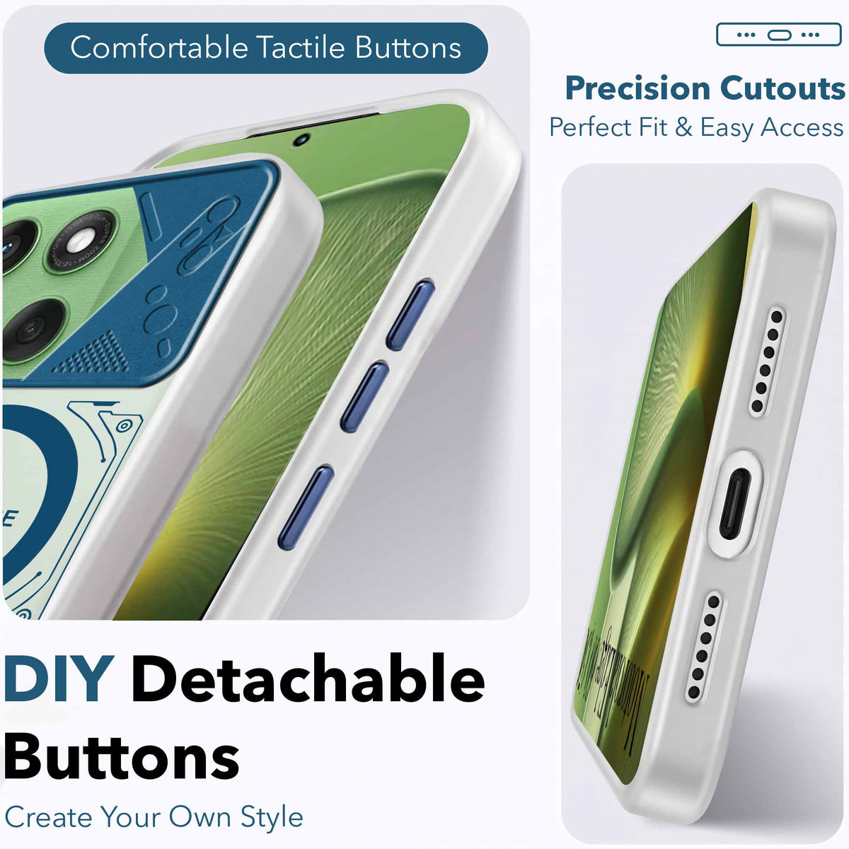 For Motorola Moto Edge 60 Metallic Back Cover Case (Metallic Camera Protection & Buttons | Translucent Milky Shade | Hard Polycarbonate)