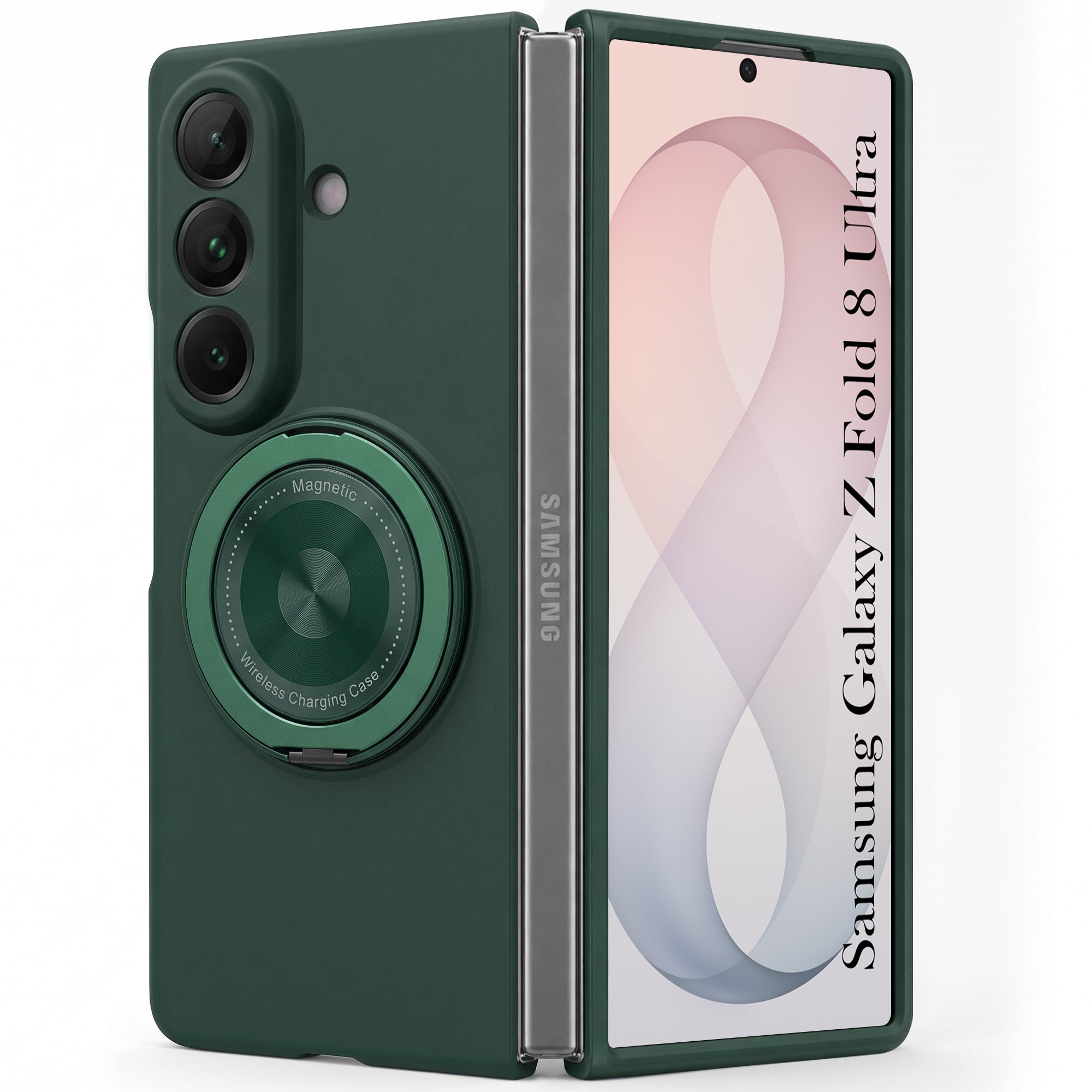 For Samsung Galaxy Z Fold 8 Ultra Back Cover Case (360° Rotating Kickstand Ring | Shockproof Camera Protection | Magnetic MagSafe Wireless Charging Support)