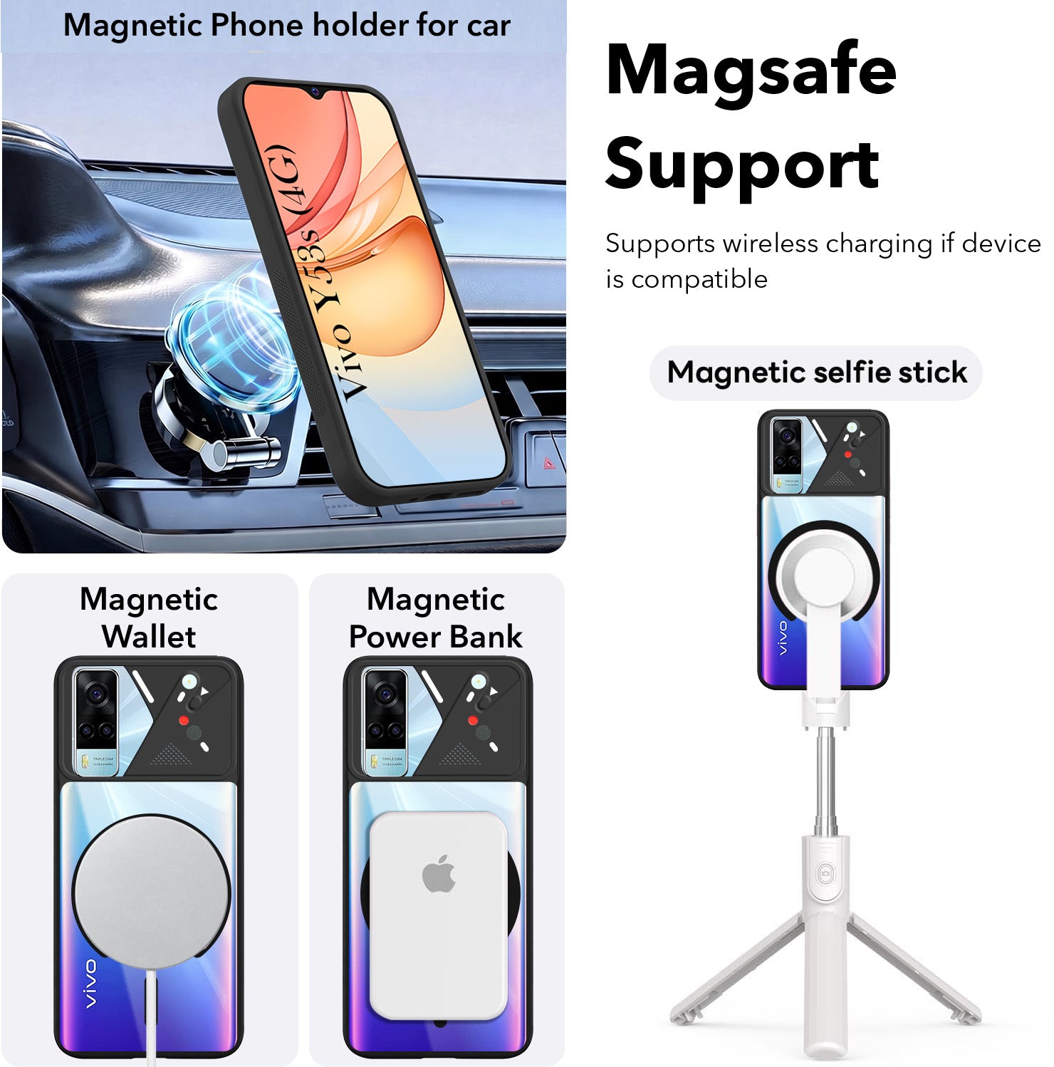 For Vivo Y53s 4G Back Cover Case Lifetime Anti-Yellow Clear (Camera Protection | Side Grip | Wireless MagSafe Compatible)