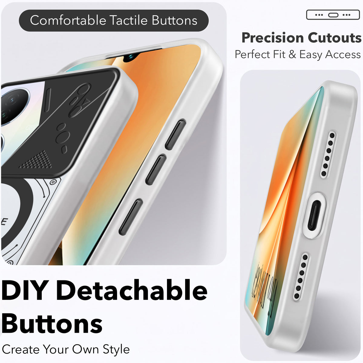 For Vivo Y100 5G Metallic Back Cover Case (Metallic Camera Protection & Buttons | Translucent Milky Shade | Hard Polycarbonate)