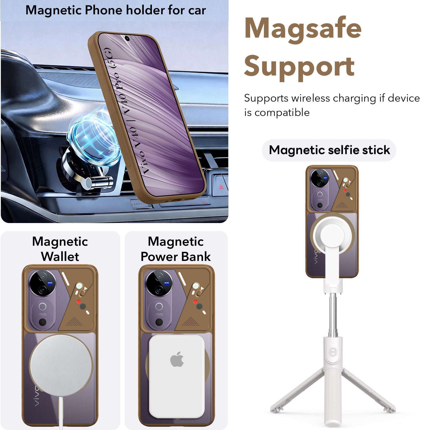 For Vivo V40 | Vivo V40 Pro Back Cover Case Lifetime Anti-Yellow Clear (Camera Protection | Side Grip | Wireless MagSafe Compatible)
