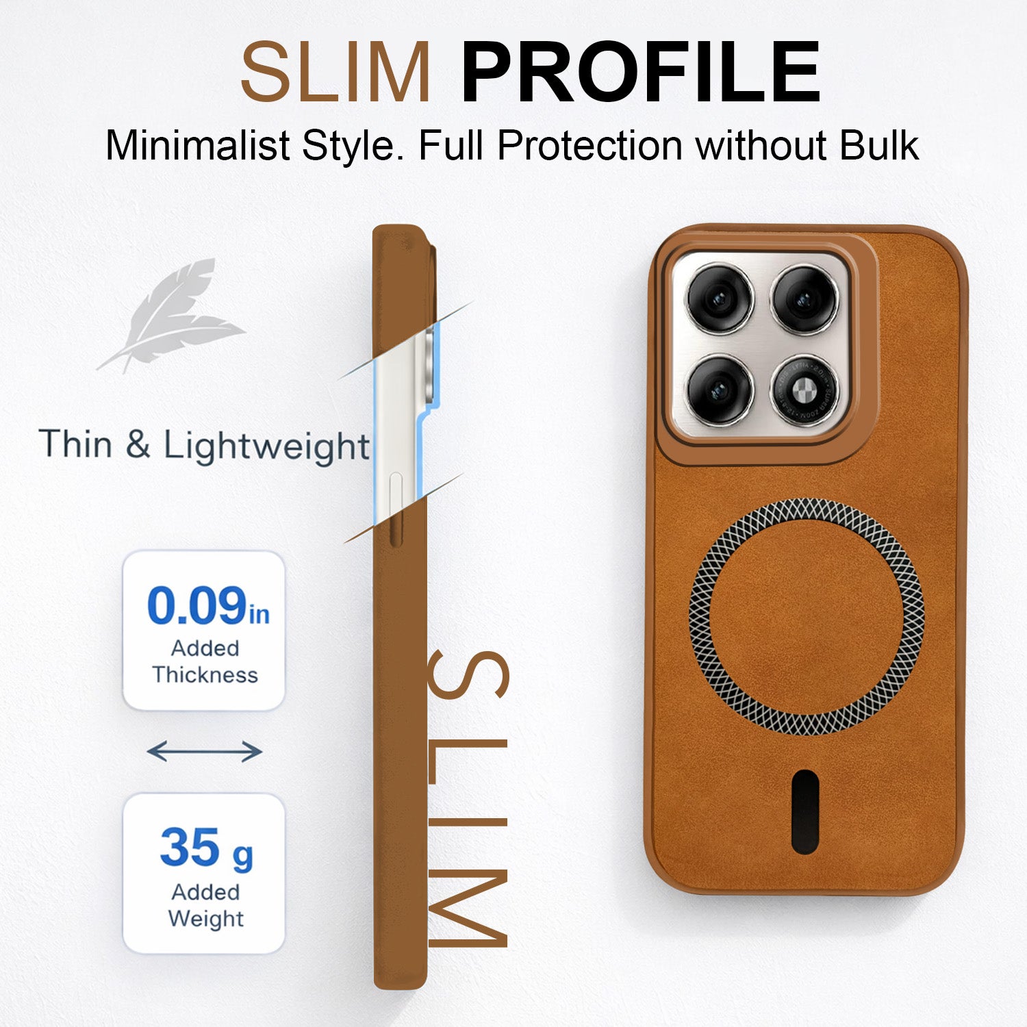 For Motorola Moto Edge 70 Pro Back Cover Case Leather Finish (MagSafe Compatible Wireless Charging | Soft Touch | Camera Bump Protection)