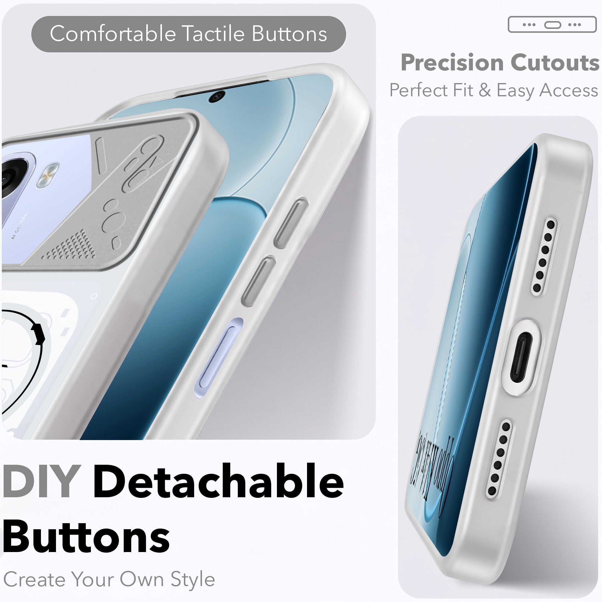 For Oppo K14x 5G Metallic Back Cover Case (Metallic Camera Protection & Buttons | Translucent Milky Shade | Hard Polycarbonate)