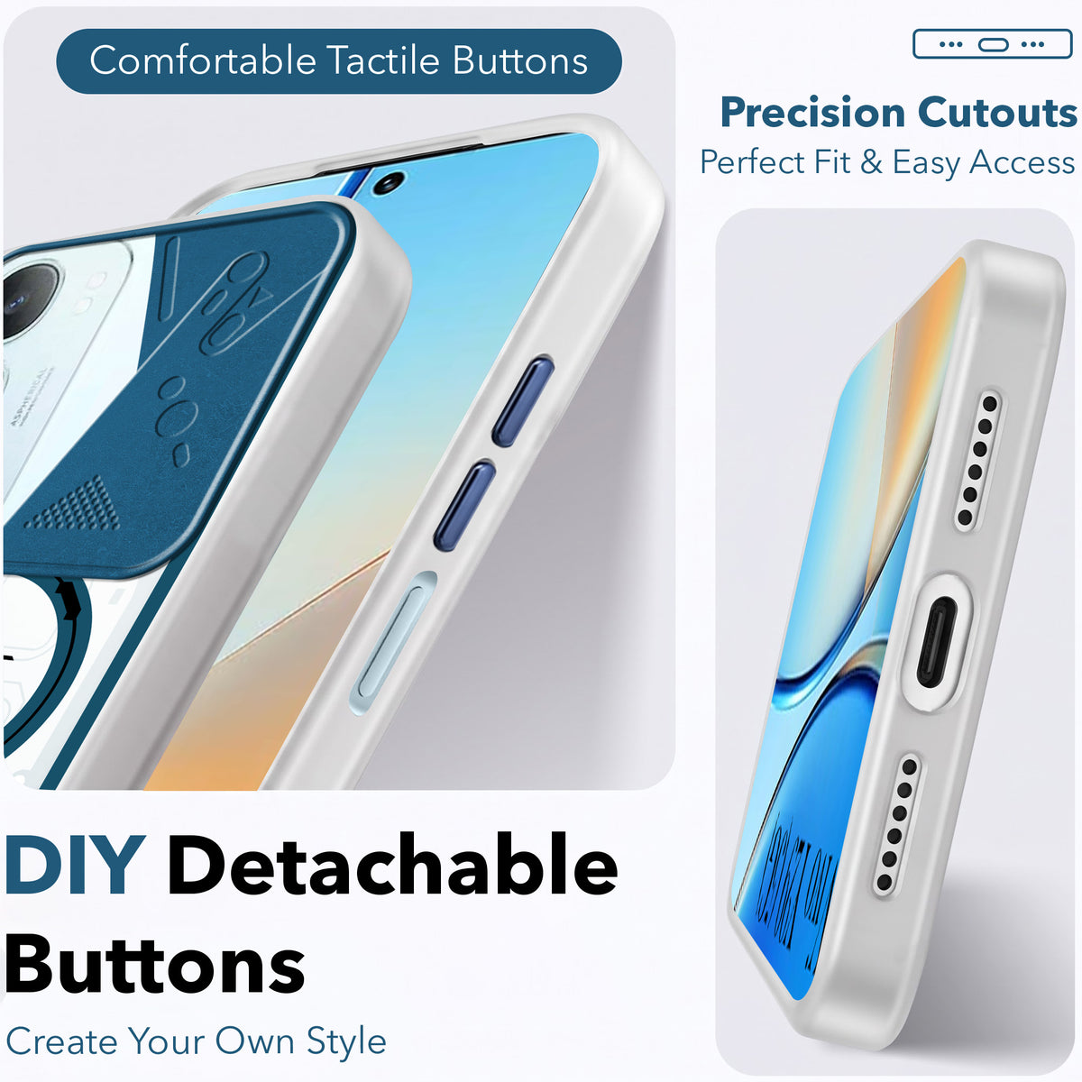 For Vivo Y29 Metallic Back Cover Case (Metallic Camera Protection & Buttons | Translucent Milky Shade | Hard Polycarbonate)
