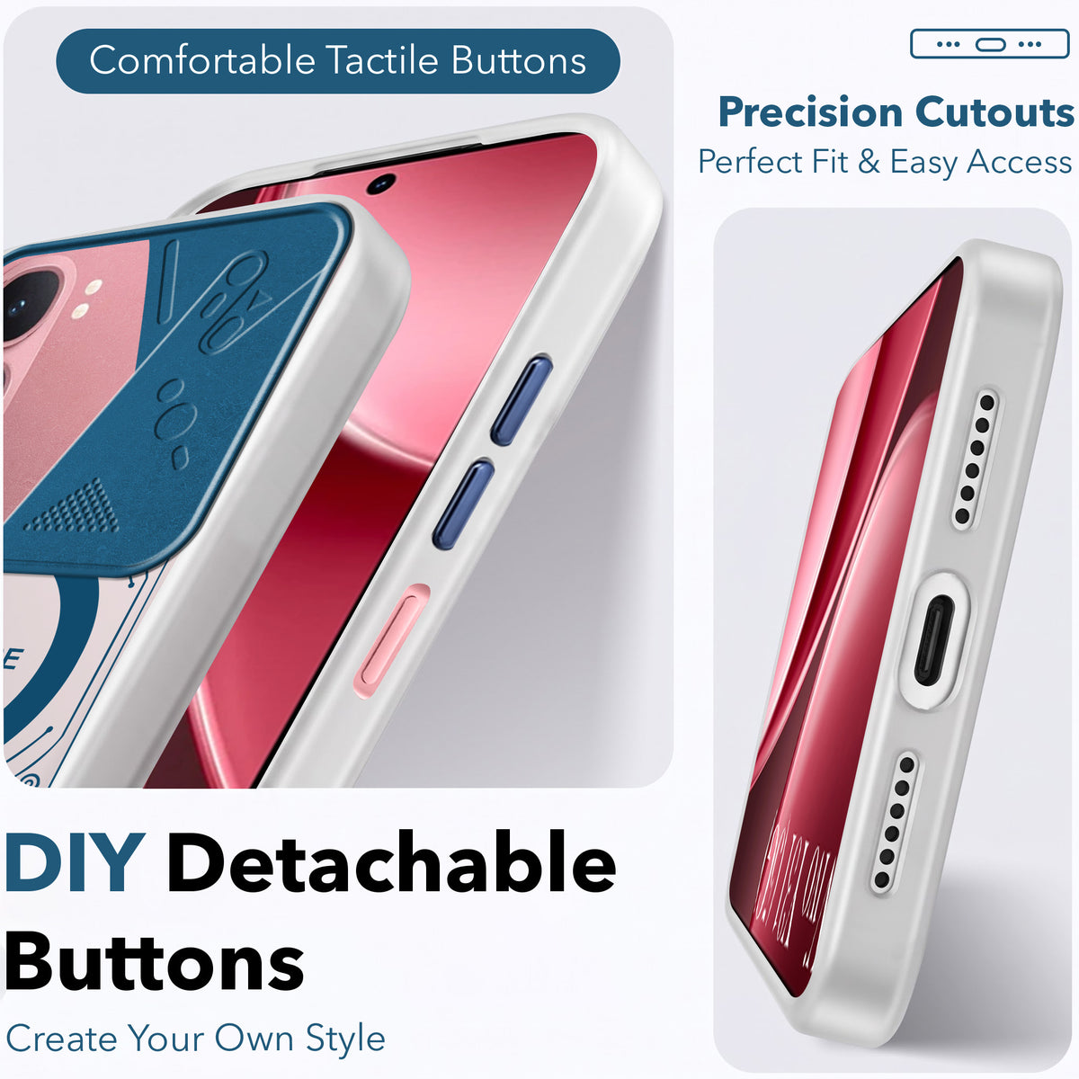 For Vivo Y31 5G Metallic Back Cover Case (Metallic Camera Protection & Buttons | Translucent Milky Shade | Hard Polycarbonate)