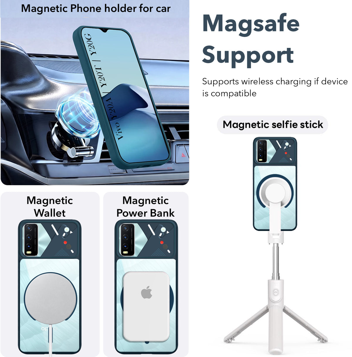 For Vivo Y20A | Y20T | Y20G Back Cover Case Lifetime Anti-Yellow Clear (Camera Protection | Side Grip | Wireless MagSafe Compatible)