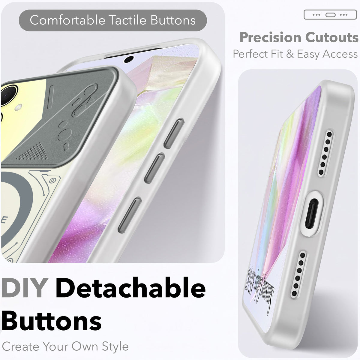 For Samsung Galaxy A35 5G Metallic Back Cover Case (Metallic Camera Protection & Buttons | Translucent Milky Shade | Hard Polycarbonate)