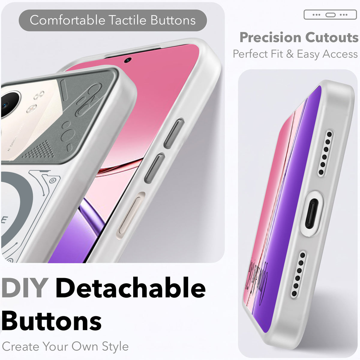 For Oppo A5X Metallic Back Cover Case (Metallic Camera Protection & Buttons | Translucent Milky Shade | Hard Polycarbonate)