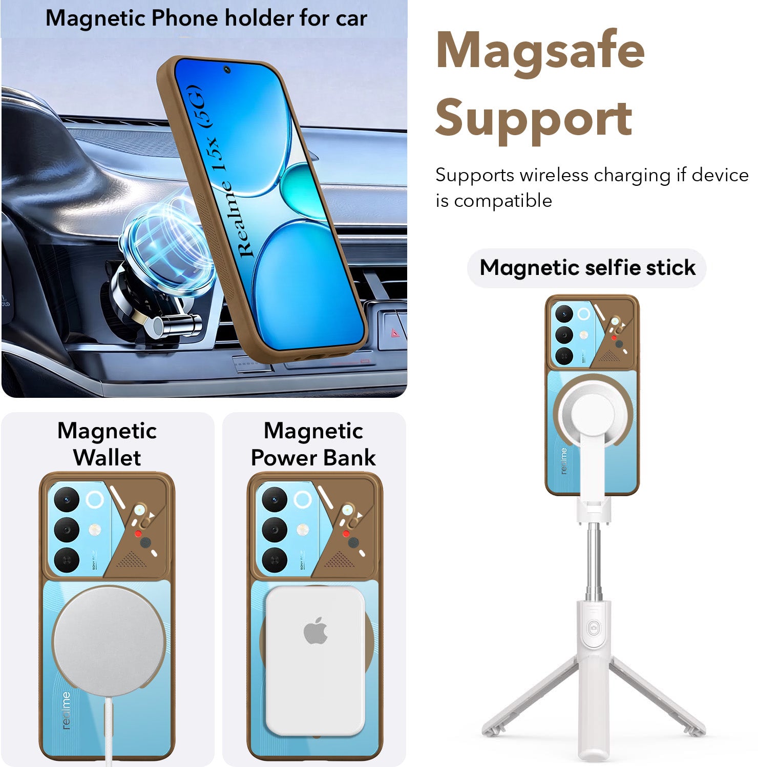 For Realme 15X Back Cover Case Lifetime Anti-Yellow Clear (Camera Protection | Side Grip | Wireless MagSafe Compatible)