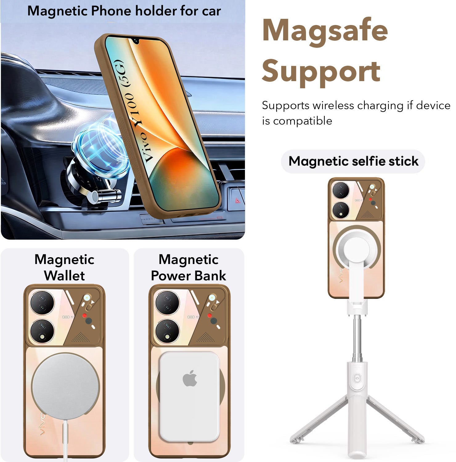 For Vivo Y100 Back Cover Case Lifetime Anti-Yellow Clear (Camera Protection | Side Grip | Wireless MagSafe Compatible)