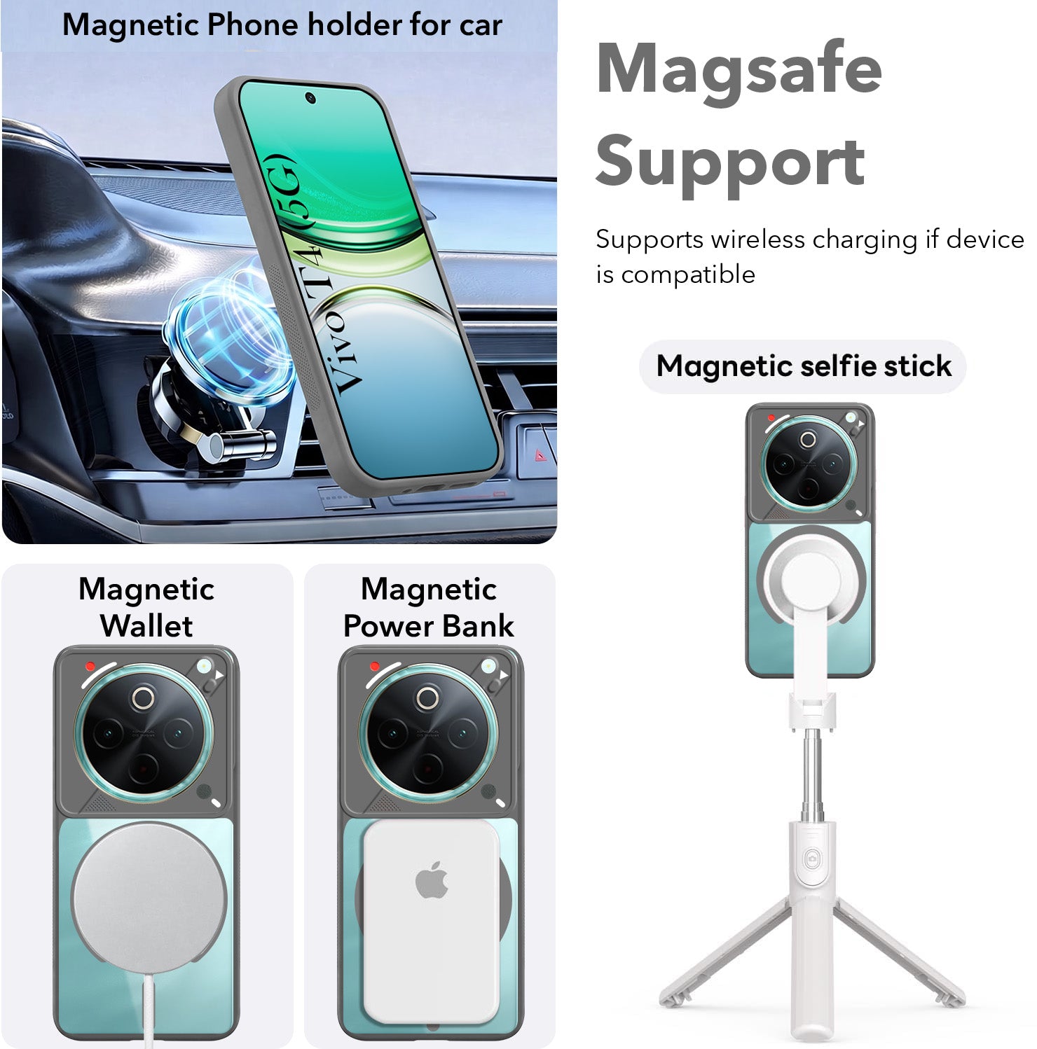 For Vivo T4 Back Cover Case Lifetime Anti-Yellow Clear (Camera Protection | Side Grip | Wireless MagSafe Compatible)