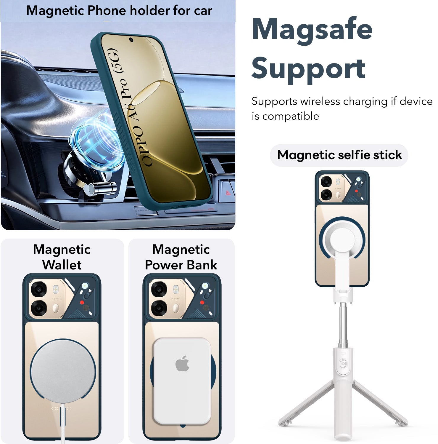 For Oppo A6 Pro Back Cover Case Lifetime Anti-Yellow Clear (Camera Protection | Side Grip | Wireless MagSafe Compatible)