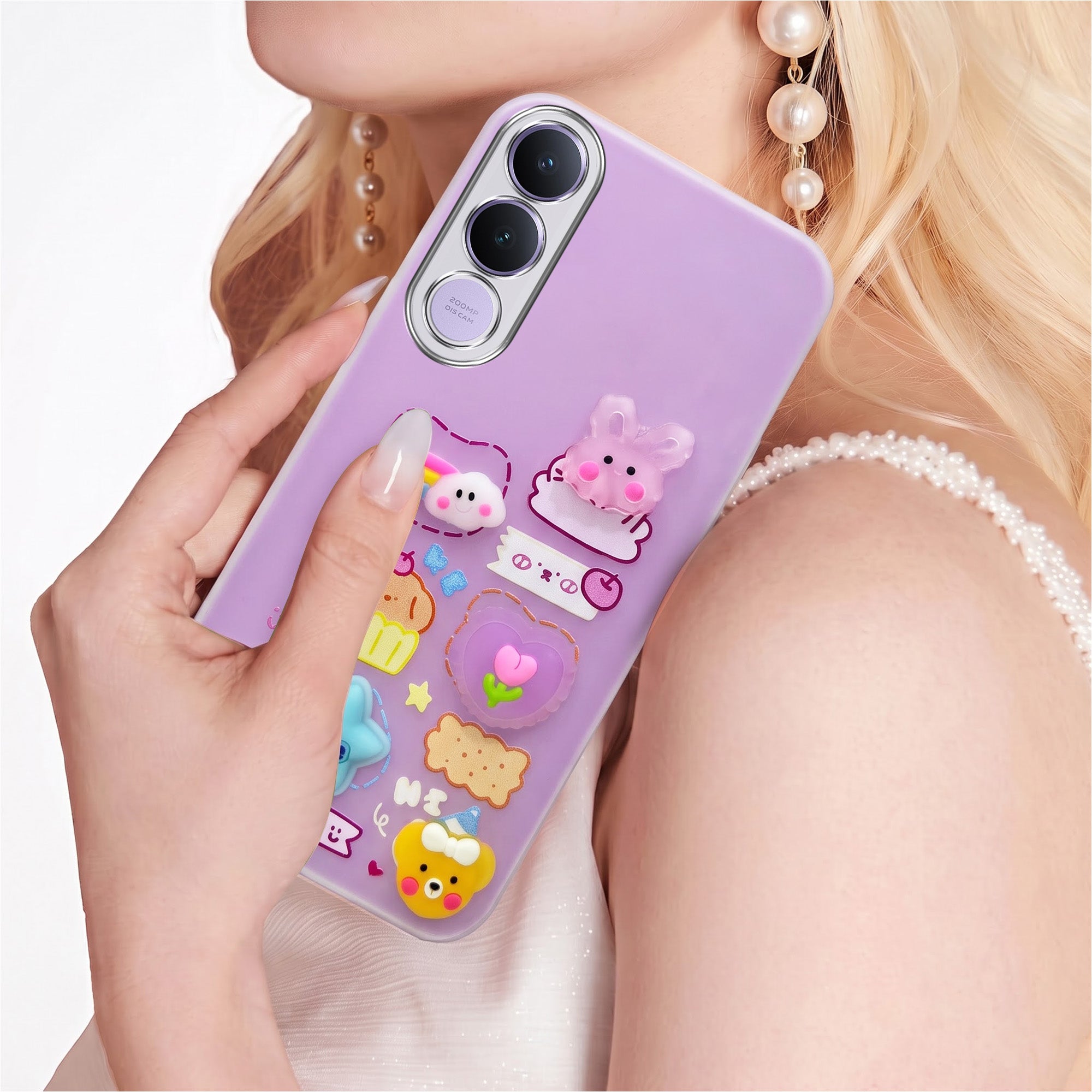 For Vivo V70 FE 5G Back Cover Case (3D Cute Cartoons | Hard Back Side Soft | Matte Premium Finish | HD Printing)