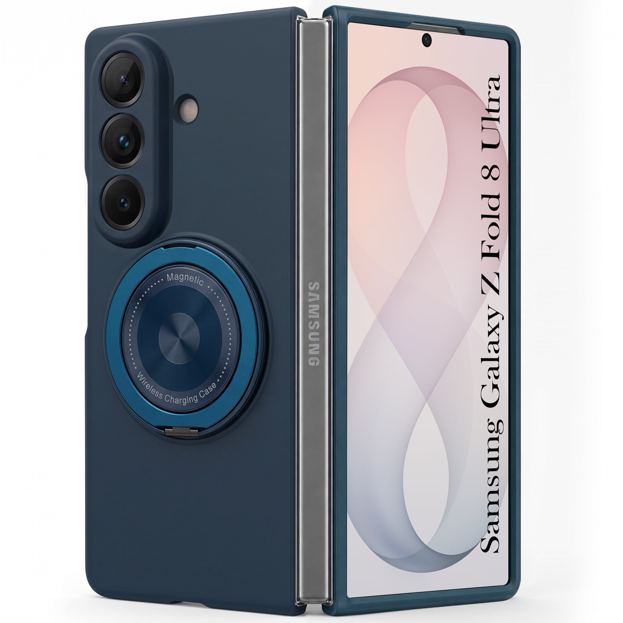 For Samsung Galaxy Z Fold 8 Ultra Back Cover Case (360° Rotating Kickstand Ring | Shockproof Camera Protection | Magnetic MagSafe Wireless Charging Support)