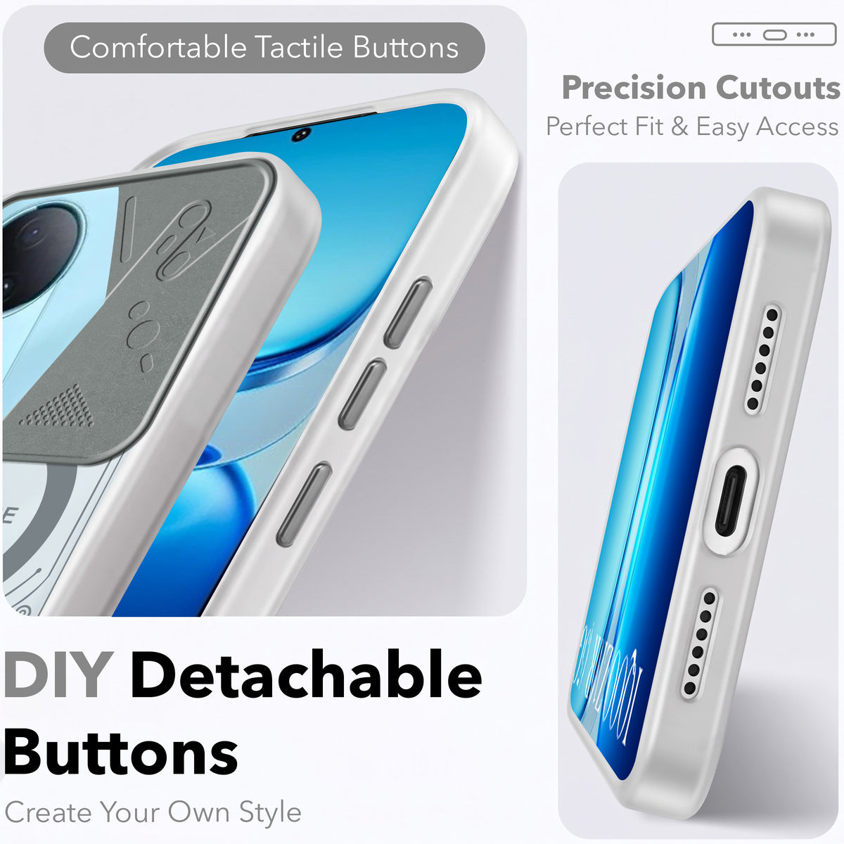 For Vivo iQOO Z10R Metallic Back Cover Case (Metallic Camera Protection & Buttons | Translucent Milky Shade | Hard Polycarbonate)