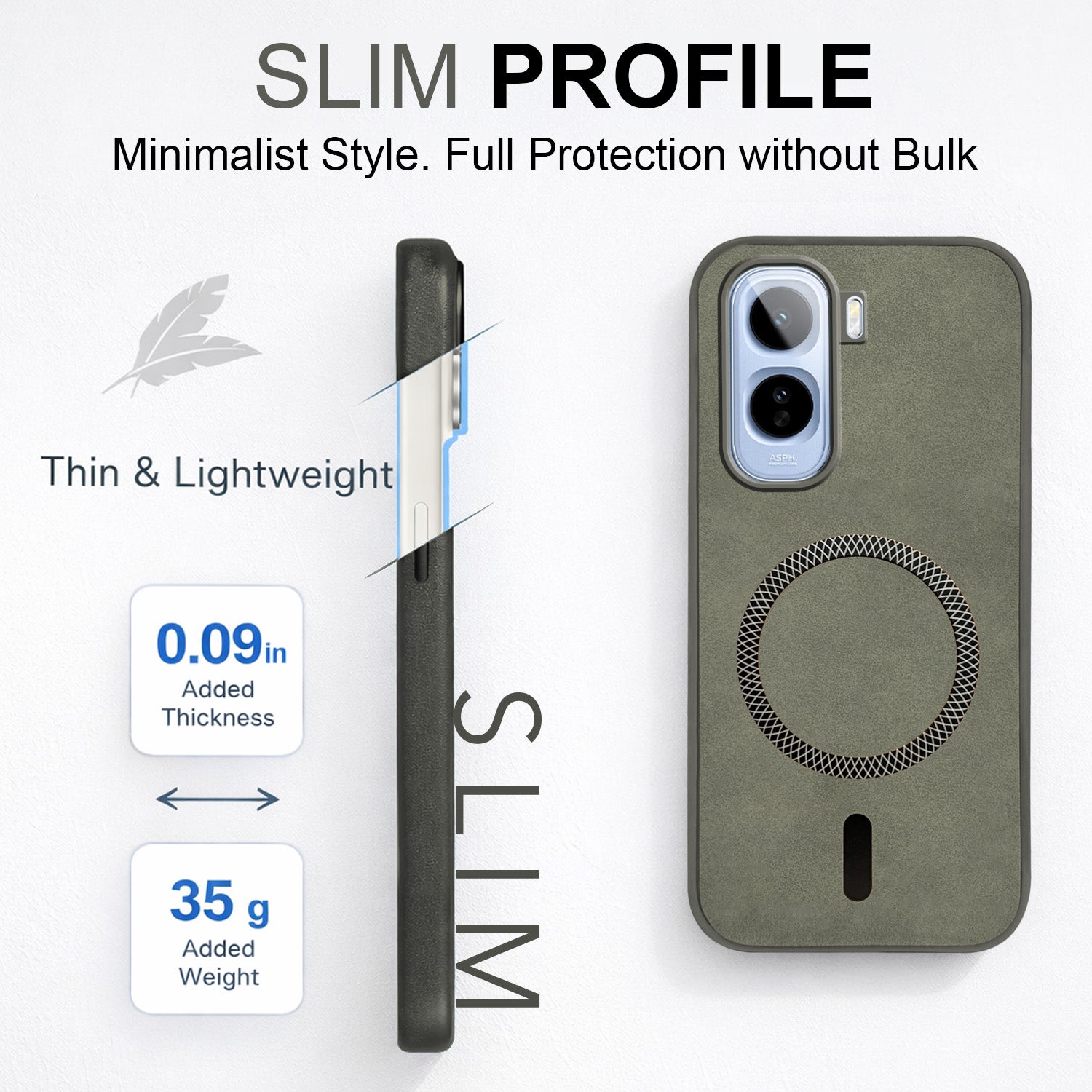 For Vivo T5 Pro 5G Back Cover Case Leather Finish (MagSafe Compatible Wireless Charging | Soft Touch | Camera Bump Protection)