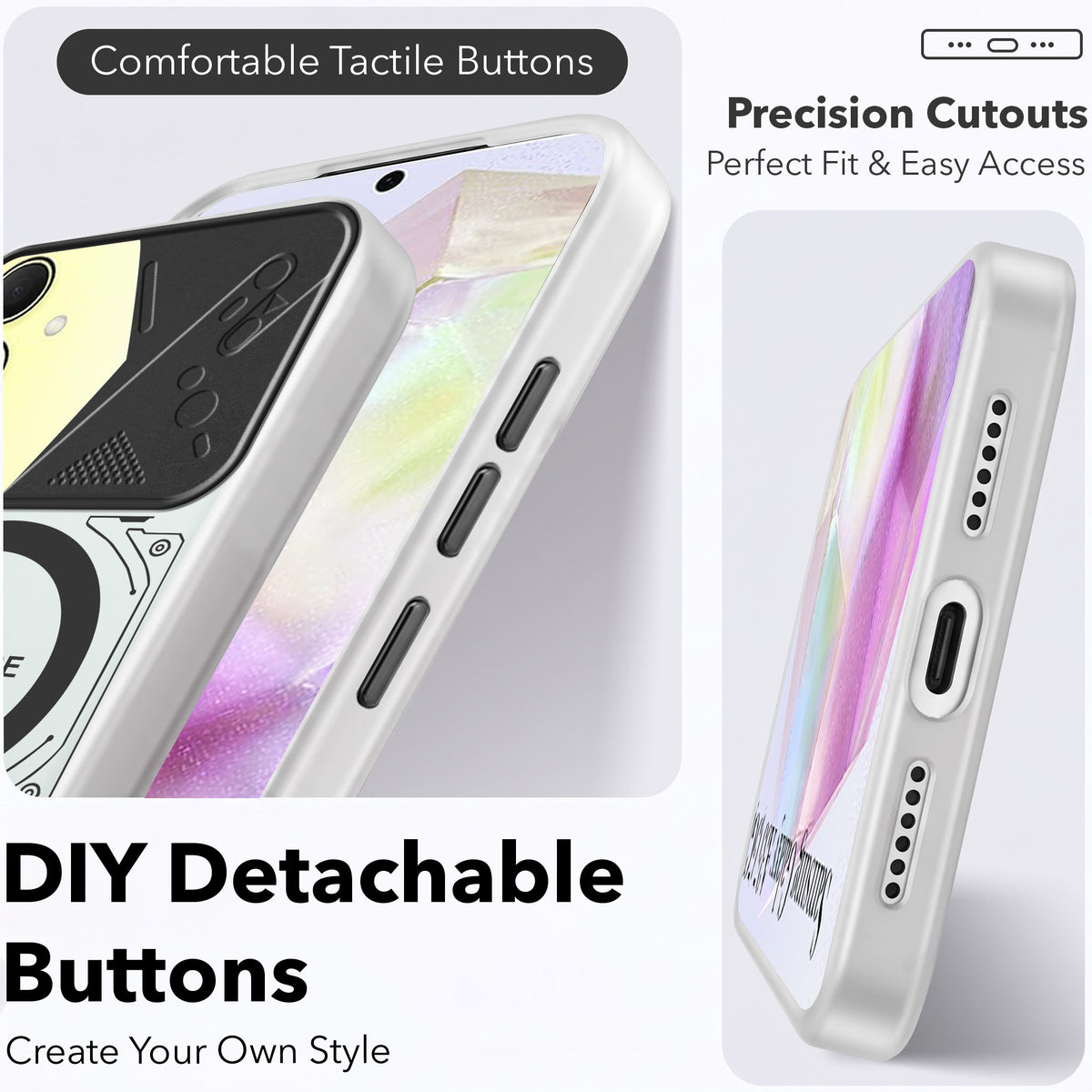For Samsung Galaxy A35 5G Metallic Back Cover Case (Metallic Camera Protection & Buttons | Translucent Milky Shade | Hard Polycarbonate)