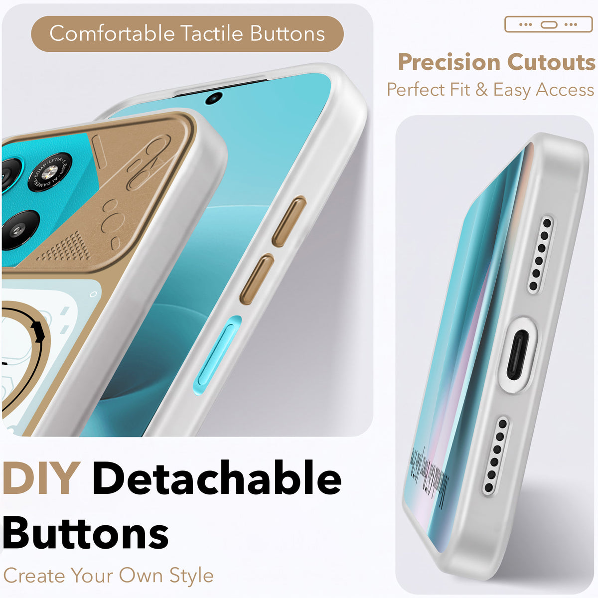 For Motorola Moto G67 Power | G57 Power Metallic Back Cover Case (Metallic Camera Protection & Buttons | Translucent Milky Shade | Hard Polycarbonate)