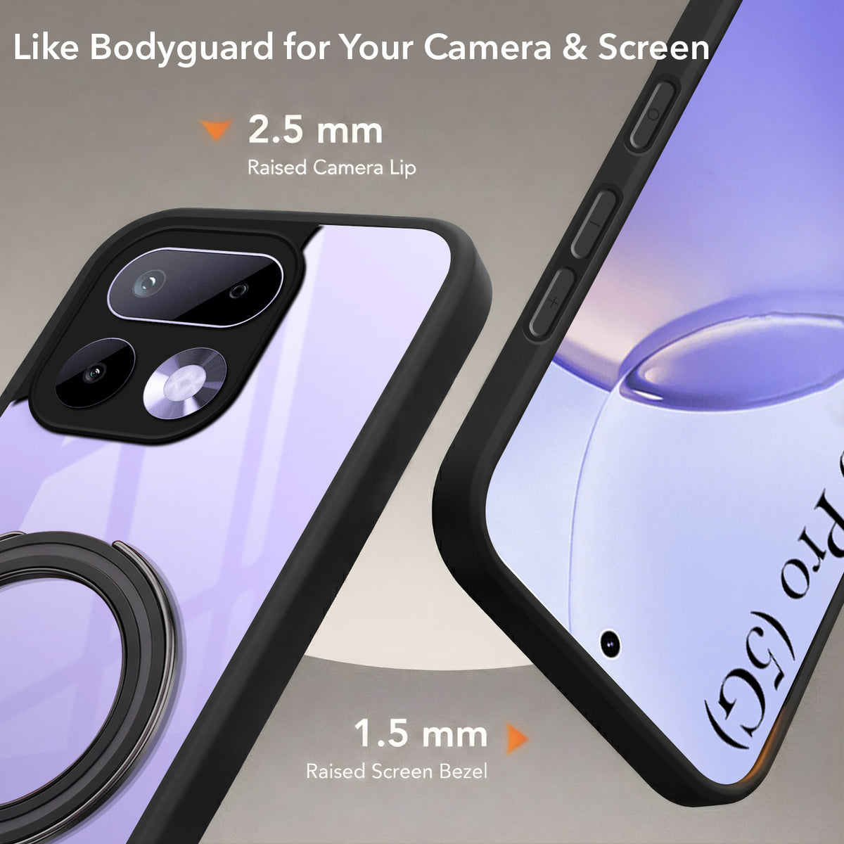 For Realme 16 Pro Back Cover Case (Kick Stand Ring Holder | Life time Anti Yellow | Camera Protection)