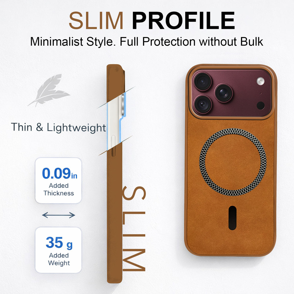 For Apple iPhone 18 Pro Max Back Cover Case Leather Finish (MagSafe Compatible Wireless Charging | Soft Touch | Camera Bump Protection)