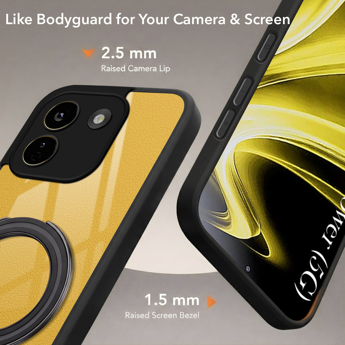 For Poco X8 Power Back Cover Case (Kick Stand Ring Holder | Life time Anti Yellow | Camera Protection)
