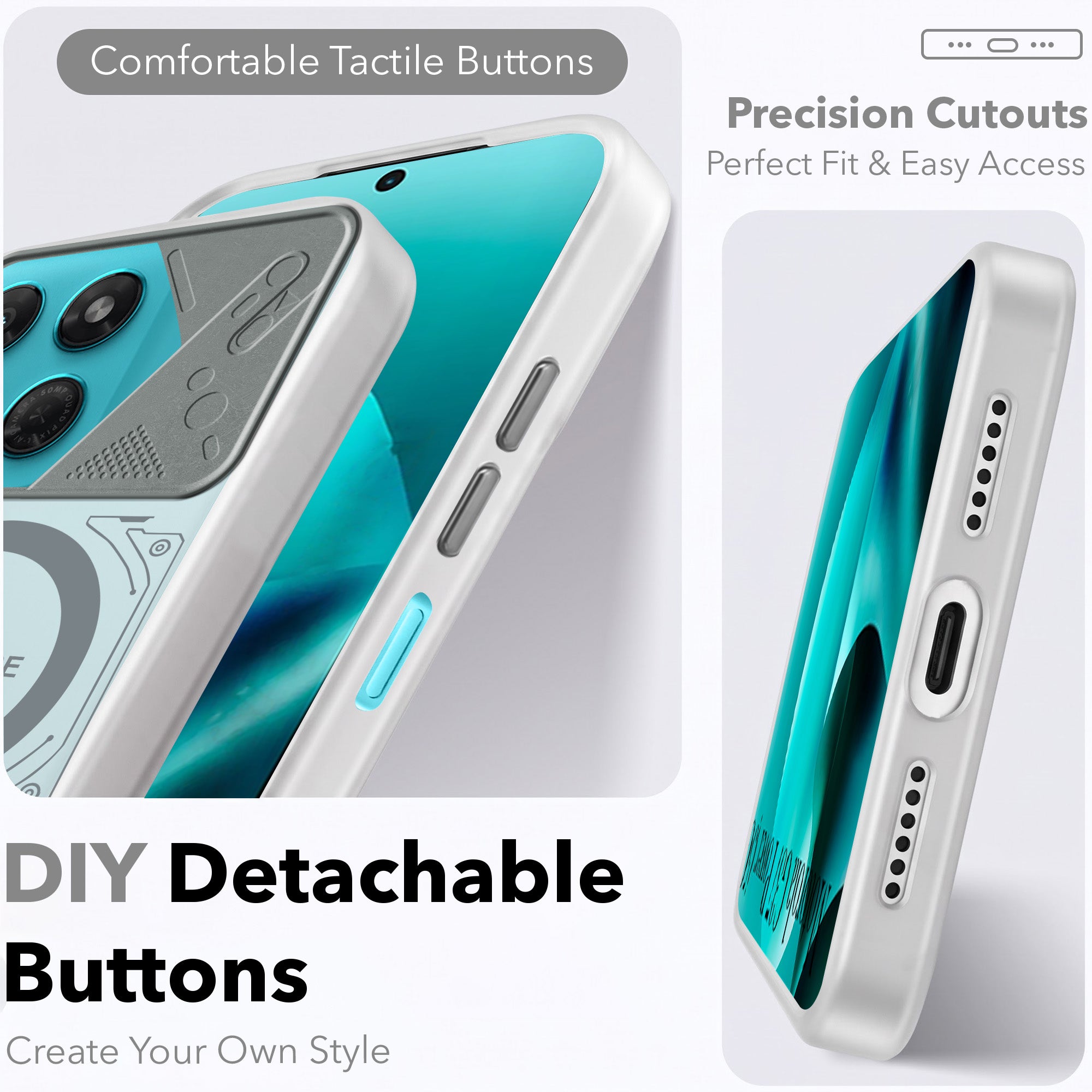 For Motorola Moto G37 Power Metallic Back Cover Case (Metallic Camera Protection & Buttons | Translucent Milky Shade | Hard Polycarbonate)
