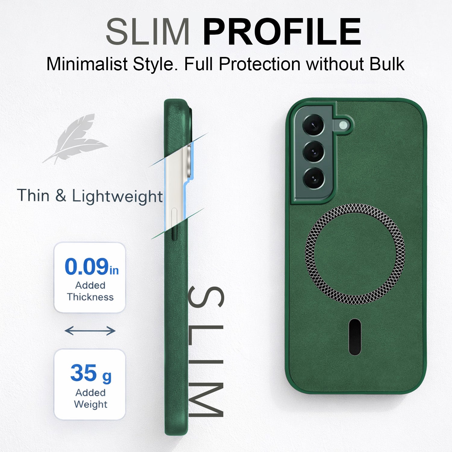 For Samsung Galaxy S22 Plus 5G Back Cover Case Leather Finish (MagSafe Compatible Wireless Charging | Soft Touch | Camera Bump Protection)