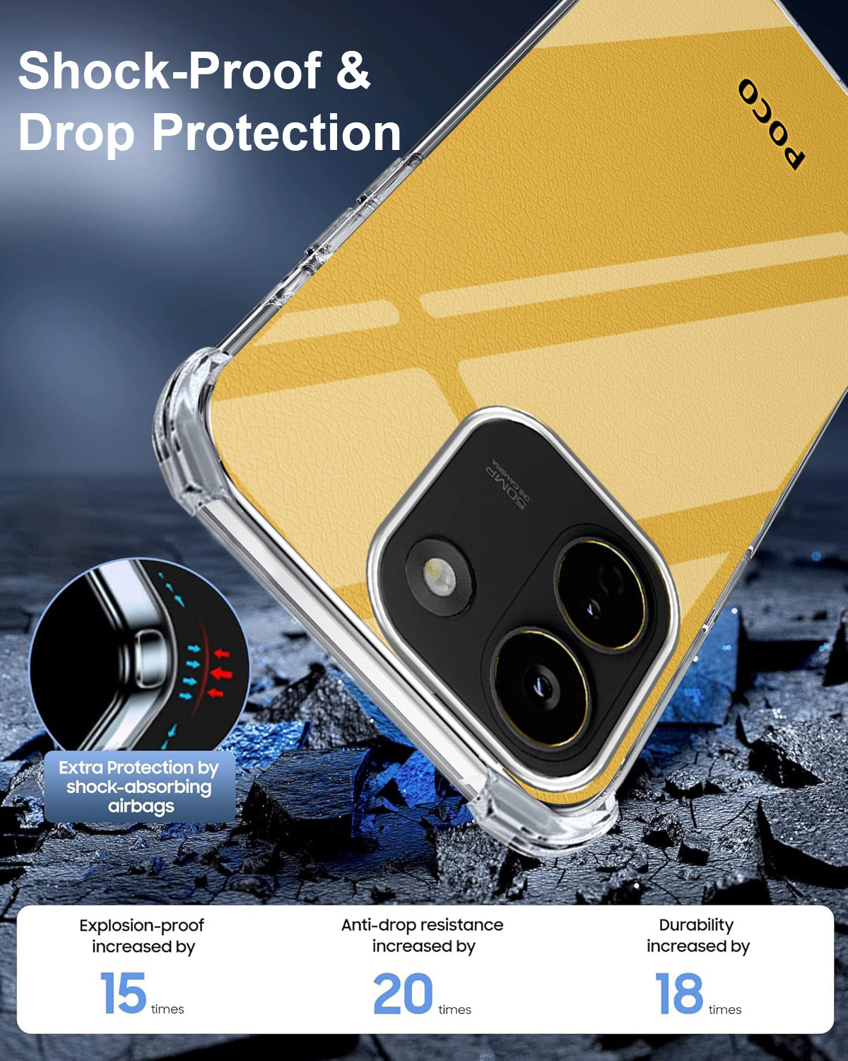 For Poco X8 Power Back Cover Shockproof Crystal-Clear (Drop & Camera Protection | Hard Polycarbonate)