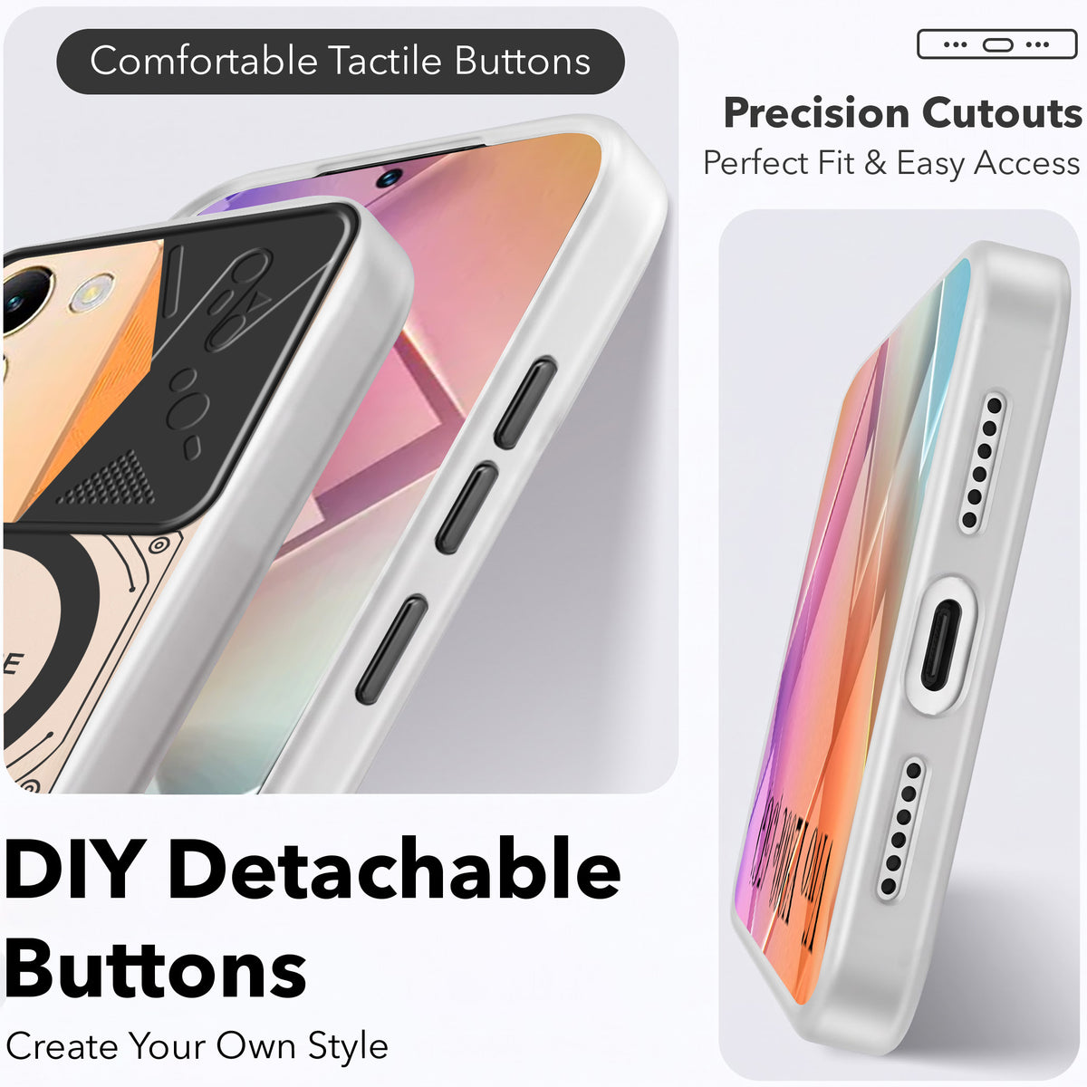 For Vivo Y200e Metallic Back Cover Case (Metallic Camera Protection & Buttons | Translucent Milky Shade | Hard Polycarbonate)