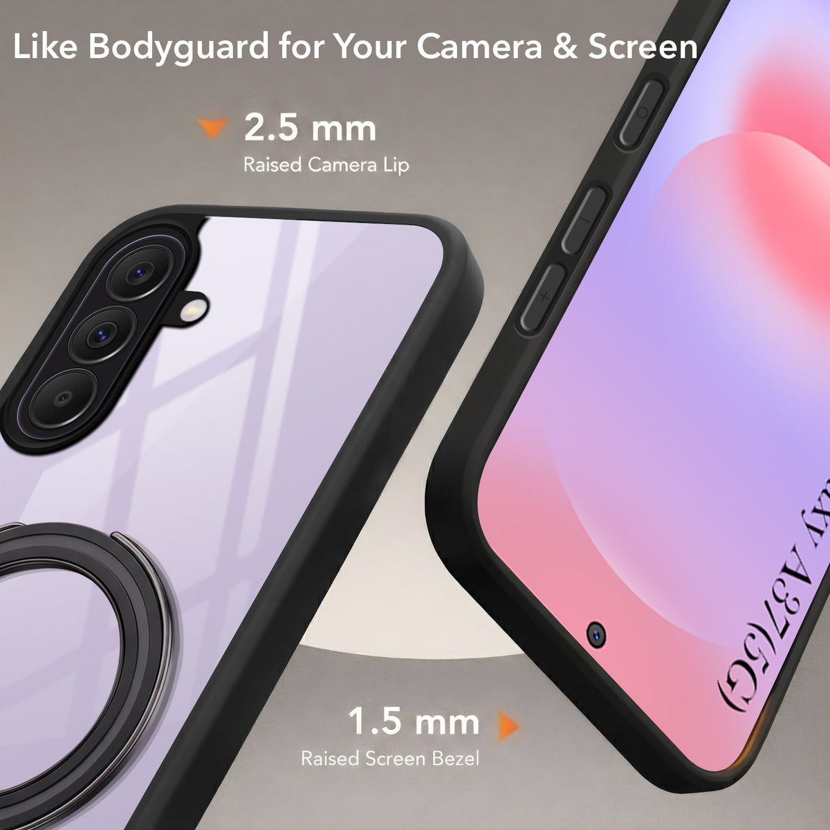 For Samsung Galaxy A37 5G Back Cover Case (Kick Stand Ring Holder | Life time Anti Yellow | Camera Protection)